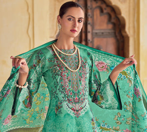 DRAVINAM Trends Unstitched Pakistani Embroidered Pure Cotton Salwar Suit Dress Materials with Cotton Dupatta