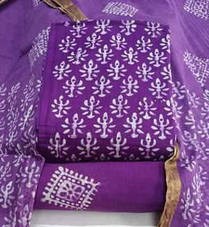 DRAVINAM Trends Unstitched Jaipuri Handmade Wax Batik Print Soft Cotton Dress Material with Dupatta