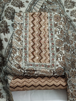 DRAVINAM Trends Women's Ethnic Pure Cotton Jaipuri Printed Unstitched Salwar Suit Dress Material with Dupatta