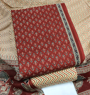 DRAVINAM Trends Jaipuri Print Cambric Cotton Unstitched Salwar Suit Dress Material for Women with Mulmul Cotton Dupatta