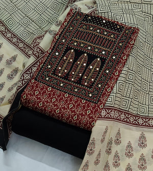 DRAVINAM Trends Women's Ethnic Pure Cotton Jaipuri Printed Unstitched Salwar Suit Dress Material with Dupatta