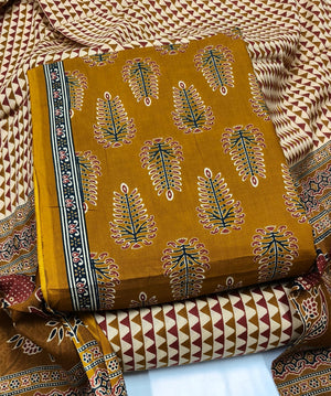 DRAVINAM Trends Jaipuri Print Cambric Cotton Unstitched Salwar Suit Dress Material for Women with Mulmul Cotton Dupatta