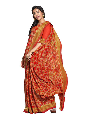 DRAVINAM Trends Women's Woven Pure Georgette Saree (Vaa_10_Dark Peach)