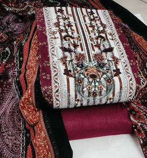 DRAVINAM Trends Women's Pure Cotton Unstitched Salwar Suit Dress Material Set | Pakistani Prints with Embroidery I Mulmul Dupatta