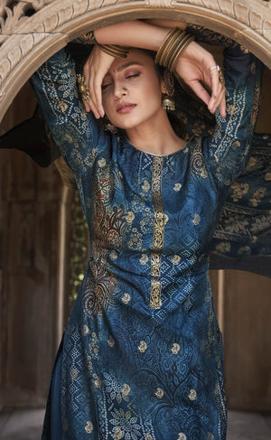 DRAVINAM Trends Women's Pure Banarasi Dola Jacquard Silk Embroidered Unstitched Pakistani Salwar Suit Dress Material with Chinon Silk Embroidered heavy dupatta (With Inner) (Free size) (
