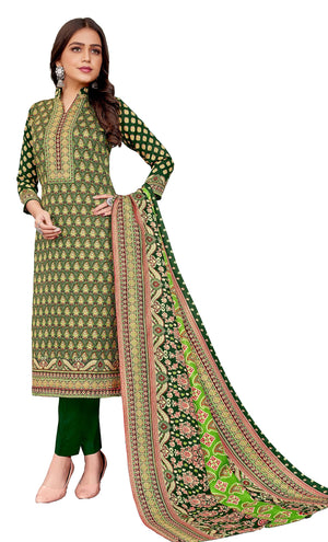 DRAVINAM Trends Women's Unstitched Kashmiri Kani Printed Woolen Winter wear salwar suits for women with Fancy Kani Shawl dupatta (Green)