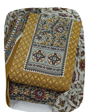 DRAVINAM Trends Women's Ethnic Pure Cotton Jaipuri Printed Unstitched Salwar Suit Dress Material with Dupatta