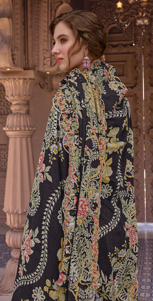 DRAVINAM Trends Women's Unstitched Pakistani Digital Print Embroidered Pure Cotton Salwar Suit Dress Materials with Cotton Embroidered Cutwork Dupatta