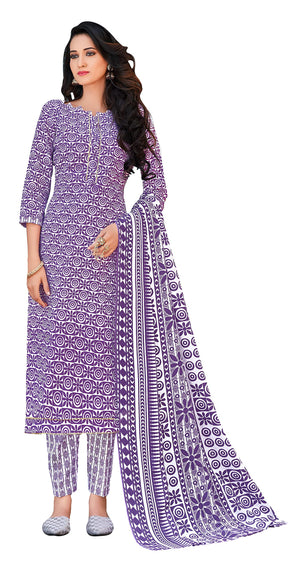 DRAVINAM Trends Women's Pure Cotton Batik Printed Unstitiched Salwar Suit Dress Material with Cotton Printed Dupatta (Pink)