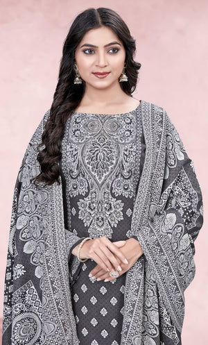DRAVINAM Trends Heavy Pashmina Spun Digital Style Kani Kashmiri Printed Unstitched Salwar Suit for Women with Siroski Work and Printed Pashmina Shawl Dupatta
