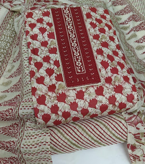 DRAVINAM Trends Women's Cambric Cotton Dress Material | Unstitch Printed Suit Set with Cotton Dupatta
