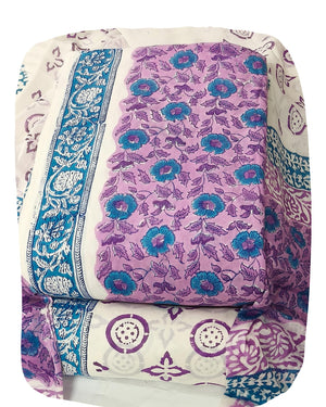 DRAVINAM Trends Hand Block Print Jaipuri Cambric Unstitched Cotton Suit Dress Material for Women with Mulmul Cotton Hand Printed Dupatta