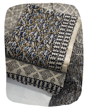 DRAVINAM Trends Hand Block Print Cambric Cotton Unstitched Salwar Suit Set for Women with Pure Chiffon Hand Printed Dupatta