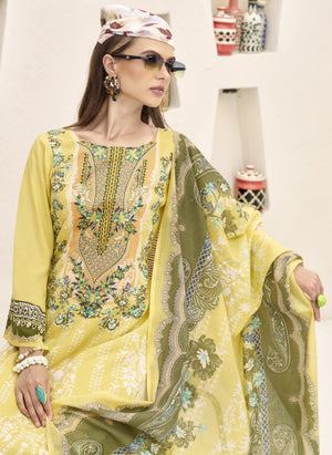 DRAVINAM Trends Unstitched Pakistani Print Embroidered Pure Rayon Salwar Suit Dress Materials with Cotton Dupatta