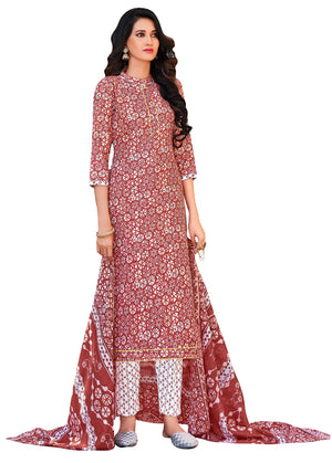 DRAVINAM Trends Women's Pure Cotton Batik Printed Unstitiched Salwar Suit Dress Material with Cotton Printed Dupatta (Pink)