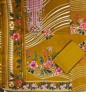 DRAVINAM Trends Women's Pure Cotton Unstitched Salwar Suit Dress Material Set | Pakistani Prints with Embroidery I Mulmul Dupatta