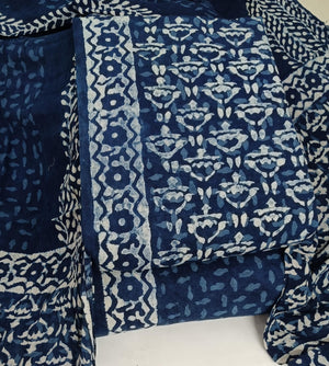 DRAVINAM Trends Hand Block Print Jaipuri Cambric Unstitched Cotton Suit Dress Material for Women with Mulmul Cotton Hand Printed Dupatta