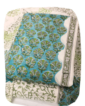 DRAVINAM Trends Hand Block Print Jaipuri Cambric Unstitched Cotton Suit Dress Material for Women with Mulmul Cotton Hand Printed Dupatta