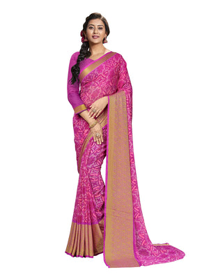 DRAVINAM Trends Women's Woven Pure Georgette Saree (Vaa_10_Dark Peach)