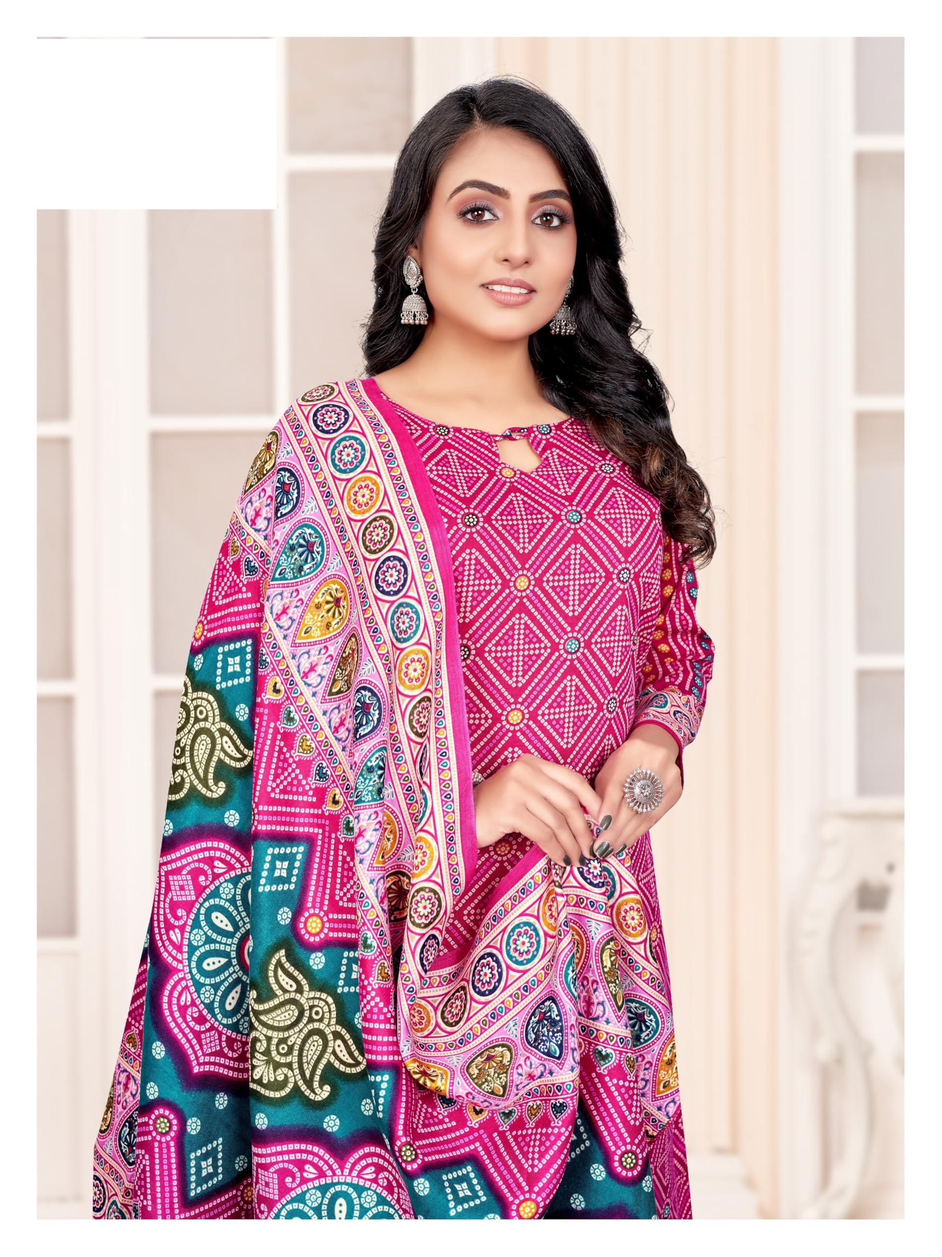 DRAVINAM Trends Heavy Spun Digital Style Printed Unstitched Salwar Suit for Women with Shawl Dupatta