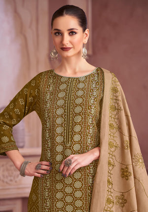 DRAVINAM Trends Women's Unstitched Rayon Salwar Suit Dress Material – Viscose Rayon Printed Hand work Top, Rayon Unstitch Bottom and Embroidered Cotton Dupatta