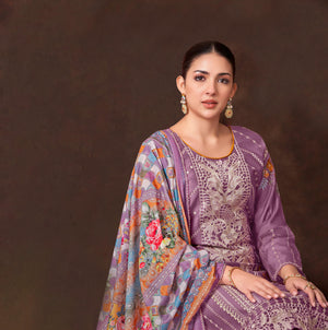DRAVINAM Trends Women's Exquisite Unstitched Viscose Jam Cotton Suit Dress Material with Embroidered Daman & Sleeves | Stylish Pure Cotton Digital Print Dupatta & Solid Bottoms