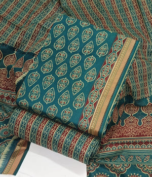 DRAVINAM Trends Jaipuri Print Pure Cotton Unstitched Salwar Suit Dress Material for Women with Zari Borders and Cotton Dupatta