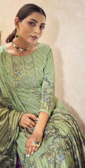 DRAVINAM Trends Women Unstitched Pakistani Print Embroidered Cotton Salwar Suit Dress Materials With Cotton Dupatta