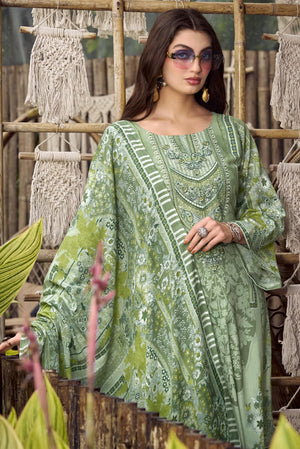 DRAVINAM Trends Women's Unstitched Cotton Suit Dress Material - Printed Embroidered Top II Plain Bottoms II Print Dupatta