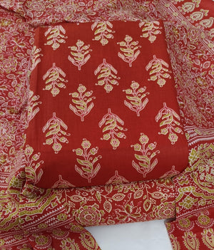 DRAVINAM Trends Jaipuri Print Cambric Cotton Unstitched Salwar Suit Dress Material for Women with Mulmul Cotton Dupatta