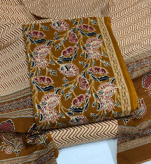 DRAVINAM Trends Jaipuri Print Cambric Cotton Unstitched Salwar Suit Dress Material for Women with Mulmul Cotton Dupatta