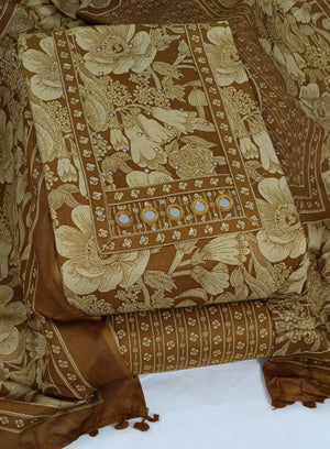 DRAVINAM Trends Women's Printed Embroidered and Hand Work Premium Cotton Jaipuri Unstitched Salwar Suit Dress Material with Mulmul Cotton Dupatta