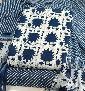 DRAVINAM Trends Jaipuri Print Cambric Cotton Unstitched Salwar Suit Dress Material for Women with Mulmul Cotton Dupatta