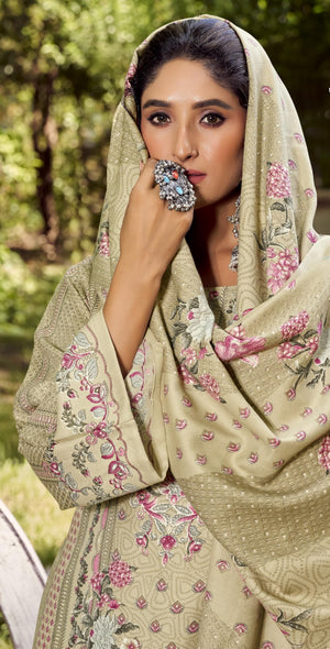 DRAVINAM Trends Women's Winter wear unstitched Printed Woollen Pashmina Salwar Suit Dress Material with Pashmina Printed Shawl Dupatta