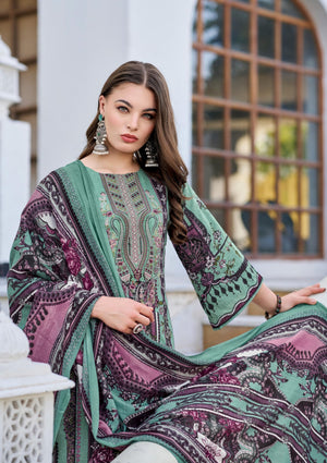 DRAVINAM Trends Women's Unstitched Salwar Suit Dress Material - Cotton Digital Printed Organza Embroidered Kameez II Unstitch Bottoms II Cotton Dupatta