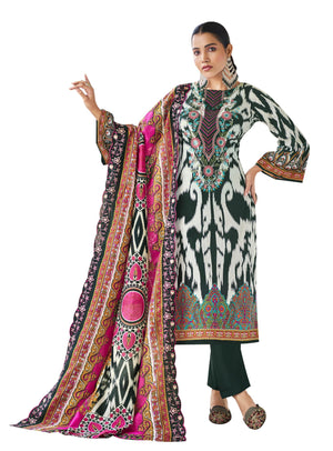 DRAVINAM Trends Women's Unstitched Pakistani Digital Print Embroidered Pure Cotton Salwar Suit Dress Materials with Cotton Embroidered Cutwork Dupatta
