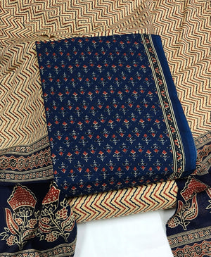 DRAVINAM Trends Jaipuri Print Cambric Cotton Unstitched Salwar Suit Dress Material for Women with Mulmul Cotton Dupatta