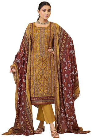 DRAVINAM Trends Women's Unstitched Salwar Suit Dress Material - Cotton Digital Printed Organza Embroidered Kameez II Unstitch Bottoms II Cotton Dupatta