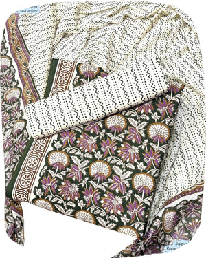 DRAVINAM Trends Unstitched Jaipuri Handmade Traditional Kalamkari Print Soft Cotton Dress Material with Cotton Dupatta