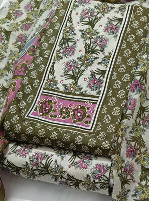 DRAVINAM Trends Women's Ethnic Pure Cotton Jaipuri Printed Unstitched Salwar Suit Dress Material with Dupatta