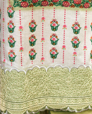 DRAVINAM Trends Unstitched Pure Lawn Camric Digital Print Neck and Daman Heavy Cutwork Embroidery Ladies Salwar suit Material with Lawn Cotton dupatta