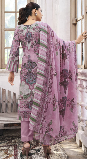 DRAVINAM Trends Women Unstitched Pakistani Print Embroidered Cotton Salwar Suit Dress Materials with Dupatta, Free Size