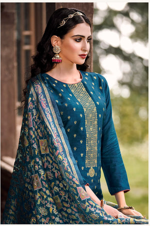 DRAVINAM Trends Women's Pure Dolla Jacquard Banarasi Silk Unstitched Heavy Pakistani Salwar Suit Dress Material with Pure Organza Digital Printed Brasso dupatta (Maroon)