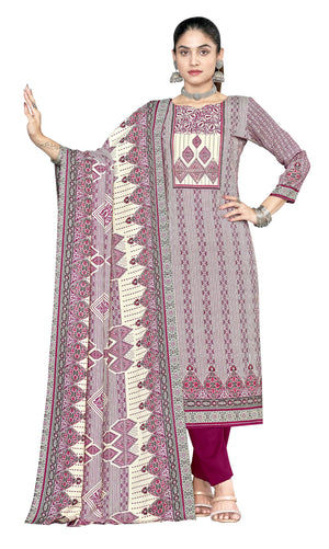 DRAVINAM Trends Pashmina Spun Digital Style Printed Unstitched Salwar Suit for Women with Siroski Work and Twill Printed Shawl Dupatta