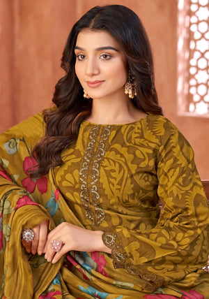 DRAVINAM Trends Unstitched Pakistani Embroidered Pure Cambric Cotton Salwar Suit Dress Materials with Mal Mal Cotton Printed Dupatta