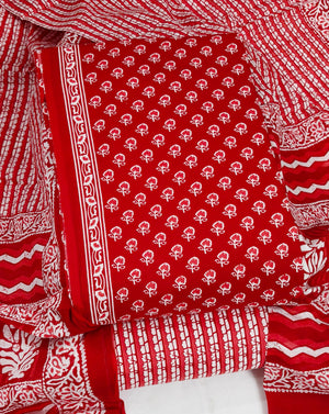 DRAVINAM Trends Jaipuri Print Cambric Cotton Unstitched Salwar Suit Dress Material for Women with Mulmul Cotton Dupatta