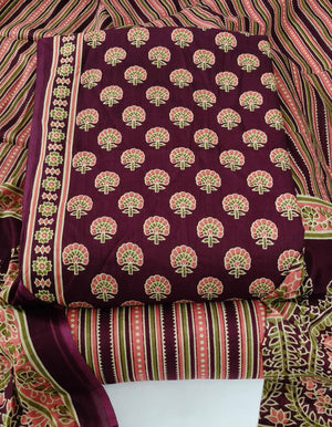 DRAVINAM Trends Jaipuri Print Cambric Cotton Unstitched Salwar Suit Dress Material for Women with Mulmul Cotton Dupatta