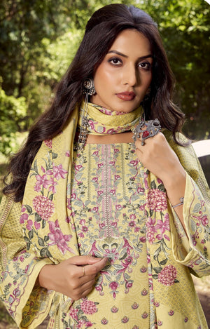 DRAVINAM Trends Women's Winter wear unstitched Printed Woollen Pashmina Salwar Suit Dress Material with Pashmina Printed Shawl Dupatta