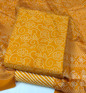 DRAVINAM Trends Jaipuri Print Cambric Cotton Unstitched Salwar Suit Dress Material for Women with Mulmul Cotton Dupatta