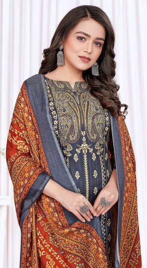 DRAVINAM Trends Printed Pashmina Unstitch Salwar Suit Dress Material with Printed Shawl Dupatta
